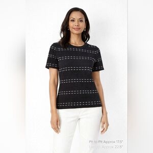 Alfani Black & White Grid Dot Knit Top – XS – NWT